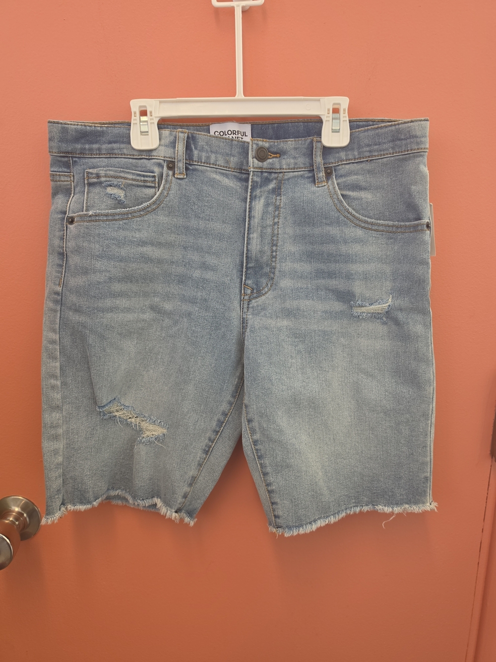 NWT Colorful Planet Boys Size 20 Denim Jean Shorts Distressed Design Frayed Hem